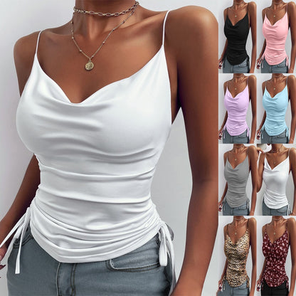 Spaghetti Strap Tops V-neck Camisole Shirts Women Summer Clothes - Vivia Velvet