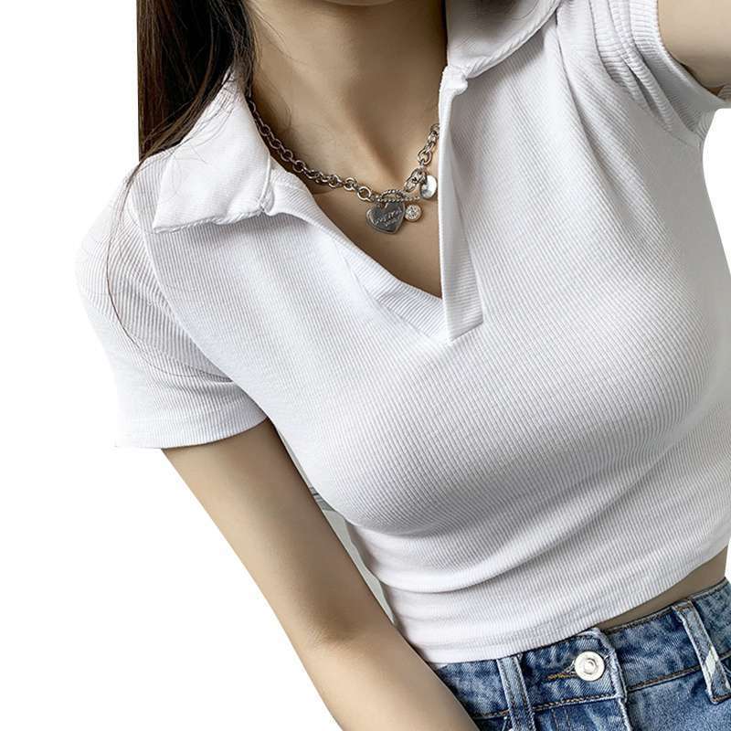 Hot Girl Slim V-neck Short-sleeved T-shirt For Women - Vivia Velvet